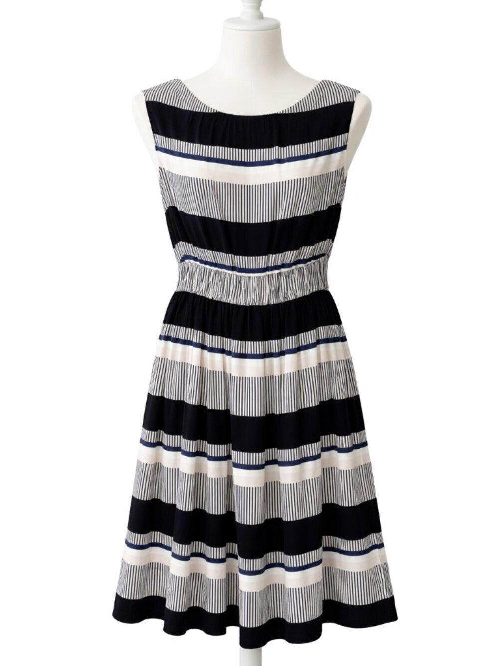 Kate Spade Bay Stripe Tie Bow Back Dress Size 4 Sleeveless Black Party